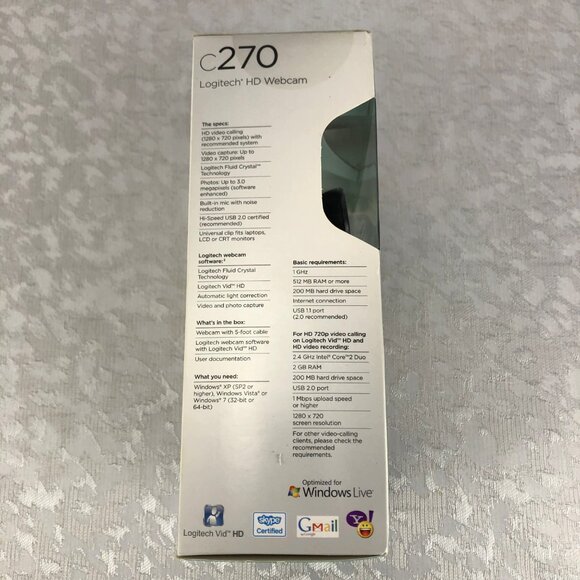 Logitech C270 HD Webcam for Video Calling & Photo Capture w/Built-in Mic USB 2.0 - Picture 5 of 12